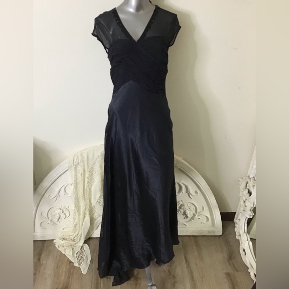 Dusk Black Silk/Sheer Dress NWT - Picture 4 of 10